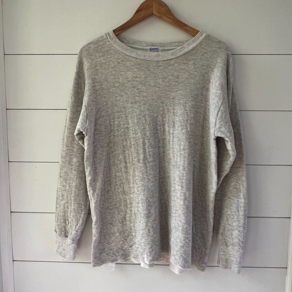 Vintage Duofold 2-Layer Cotton/Wool Heather Gray Thermal Long Sleeve Shirt Large